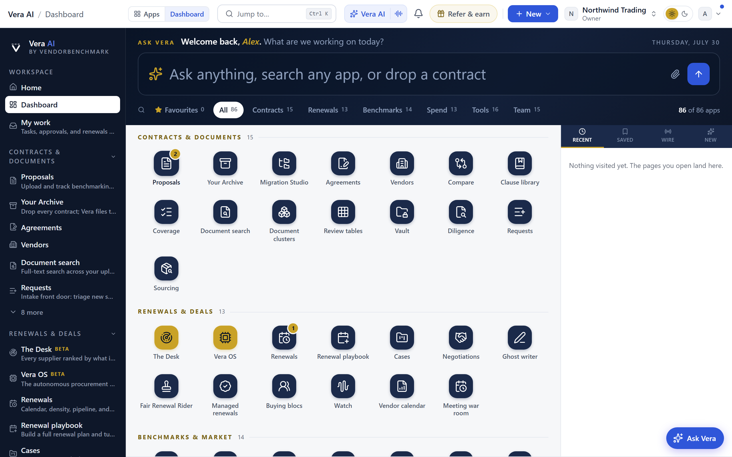 The app shell: rail, top bar, and content