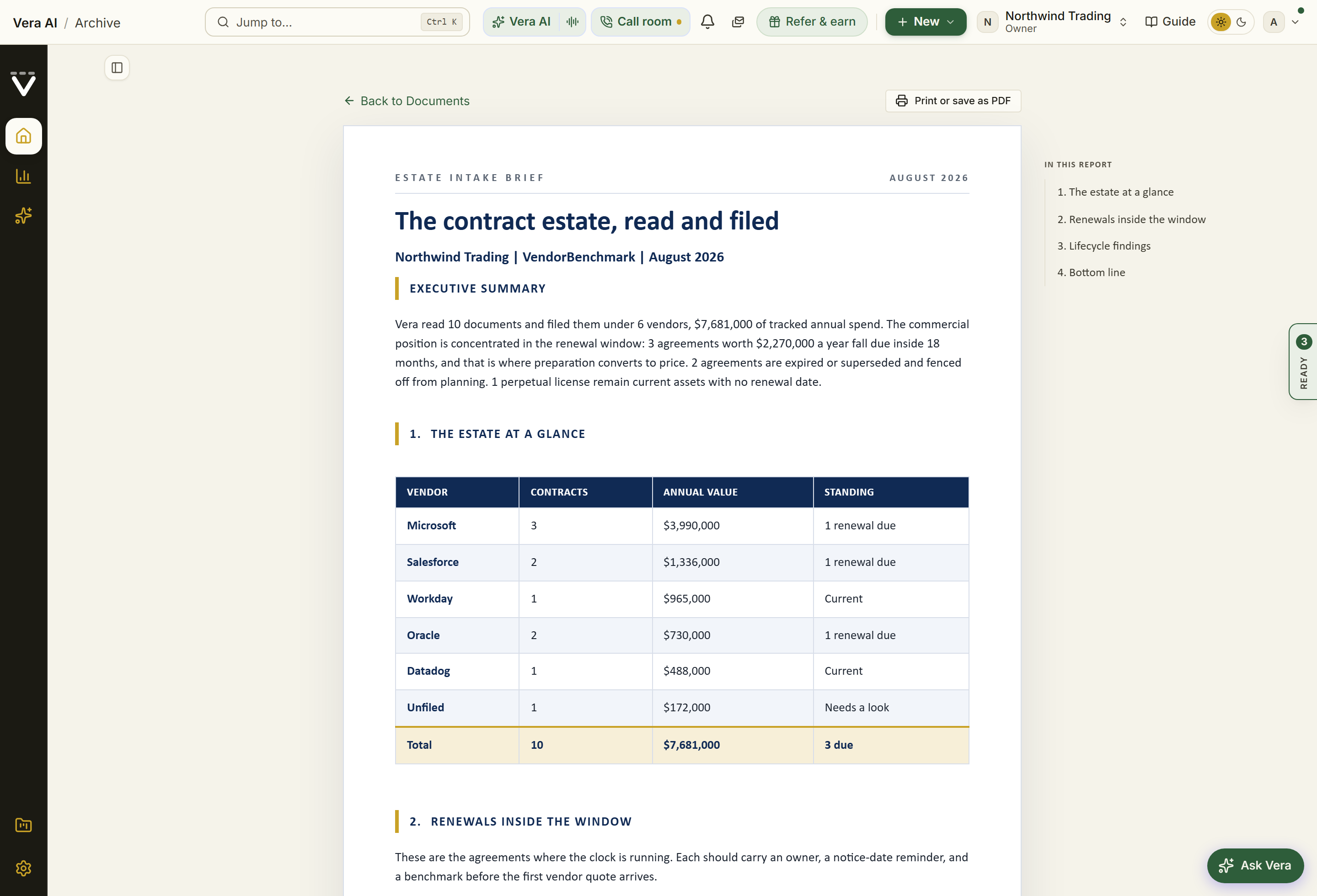 The Estate Intake Brief, the scan as an executive document