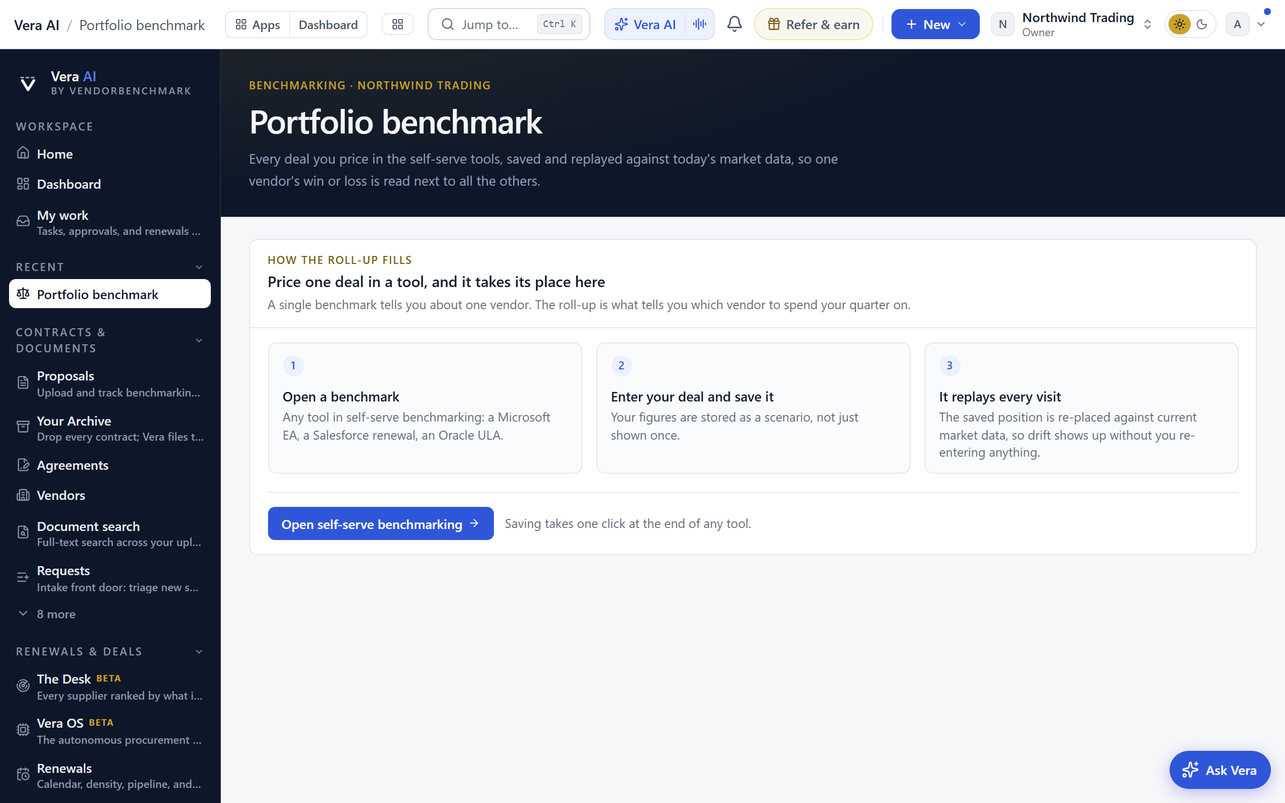 Portfolio benchmark screenshot