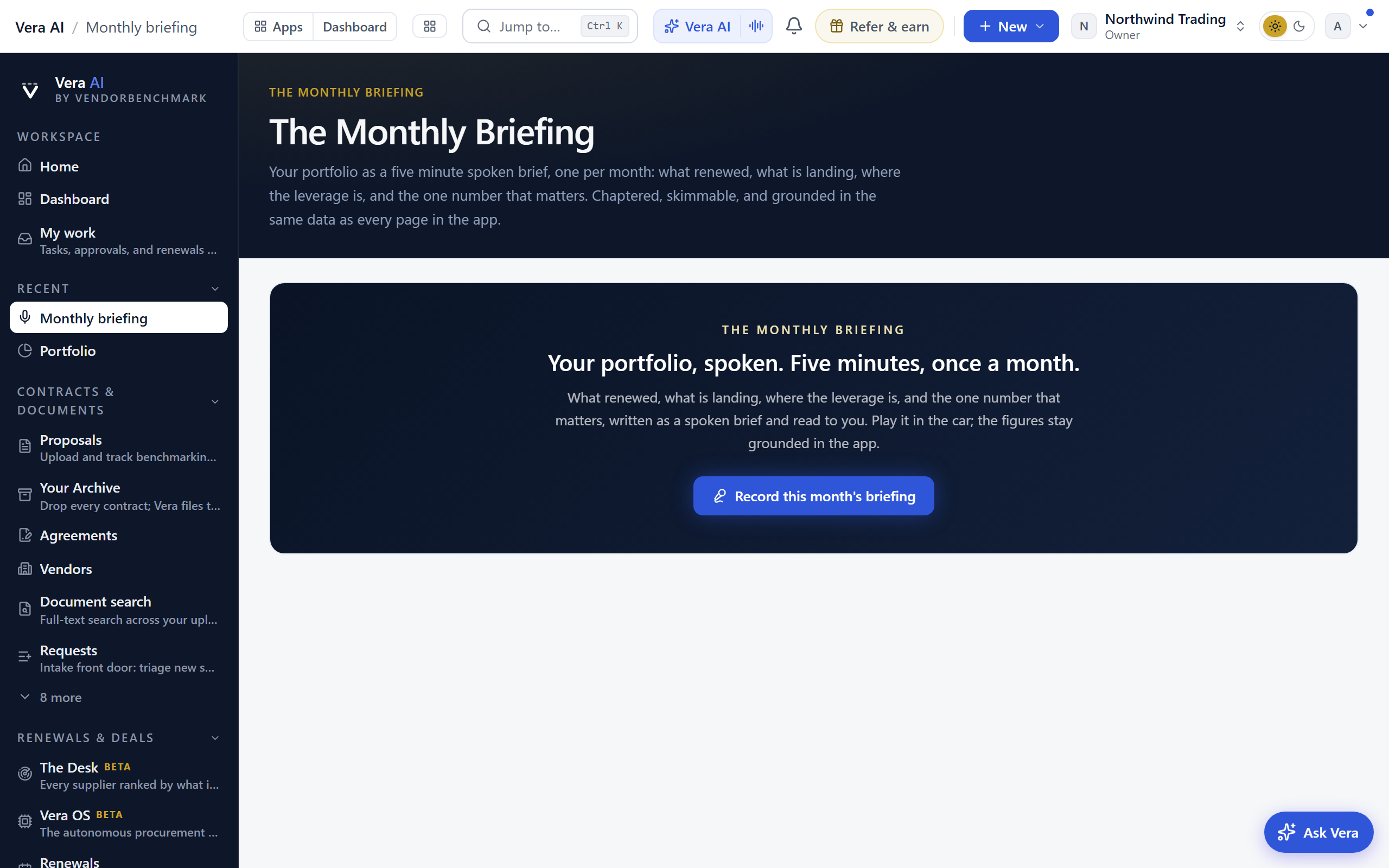Monthly briefing screenshot
