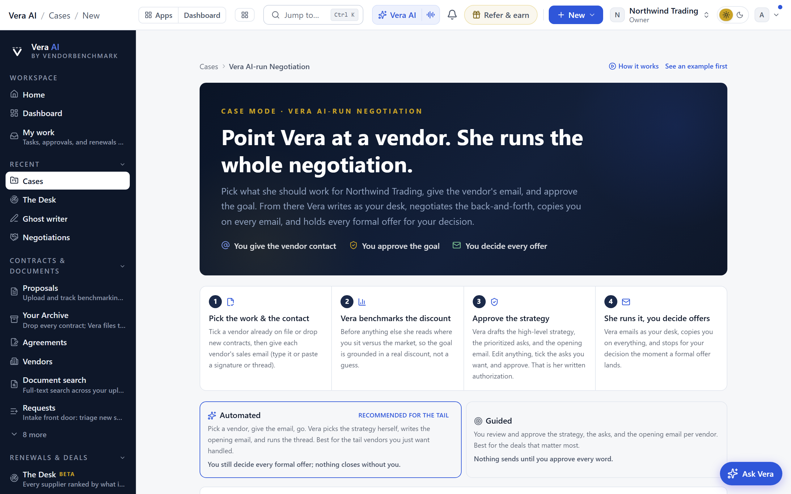 Vera AI-run Negotiation screenshot