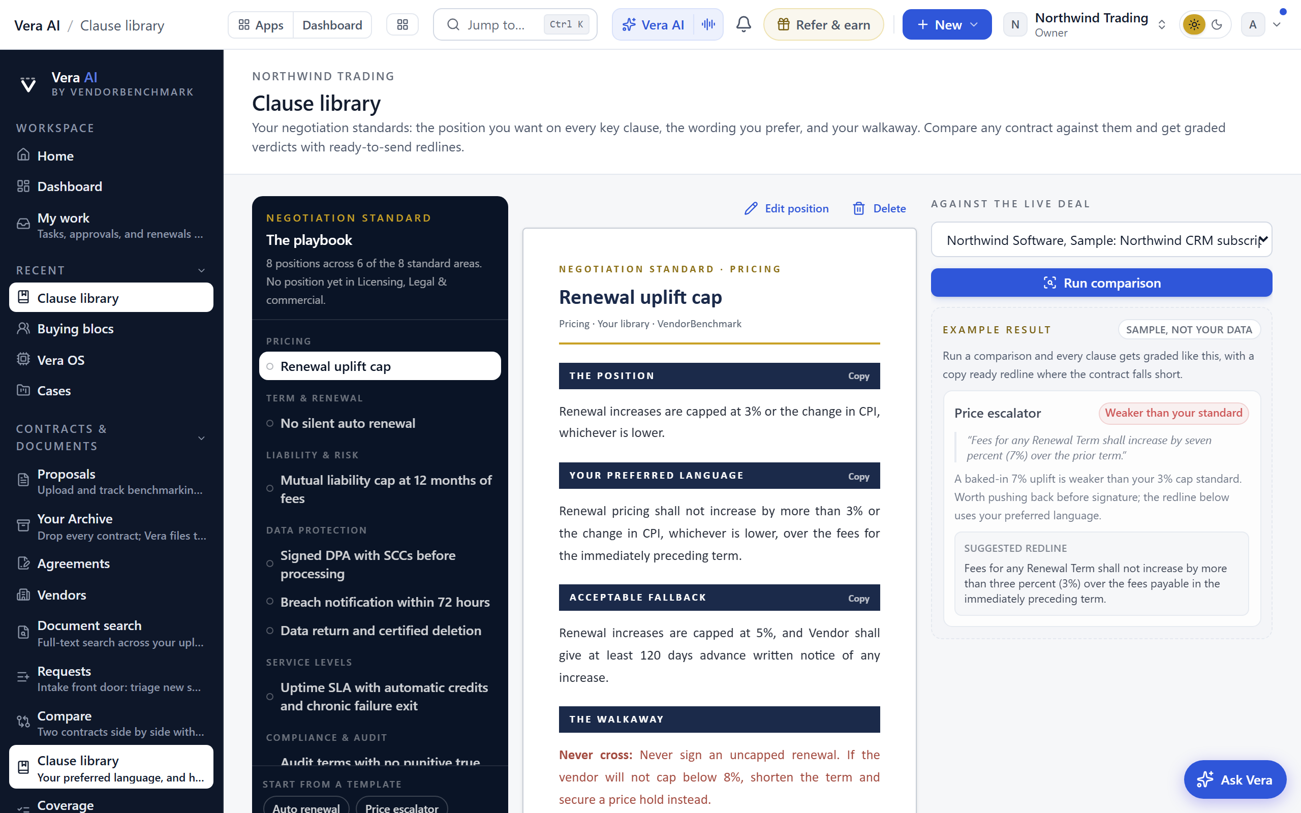 Clause library screenshot