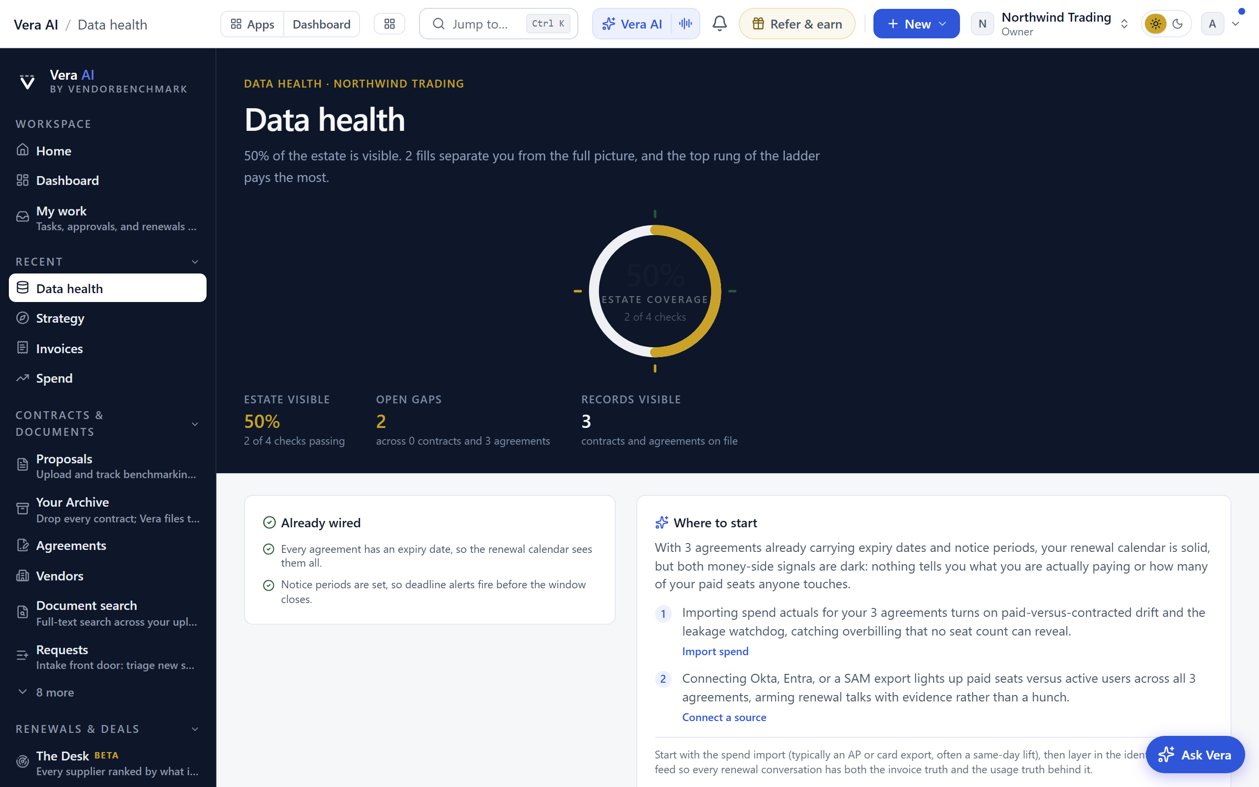 Data health screenshot