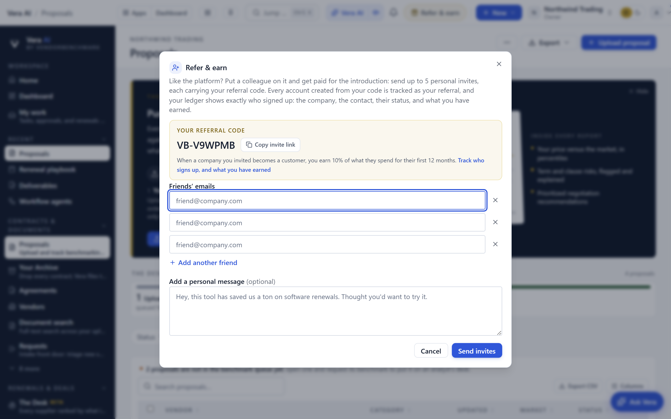Refer & earn dialog