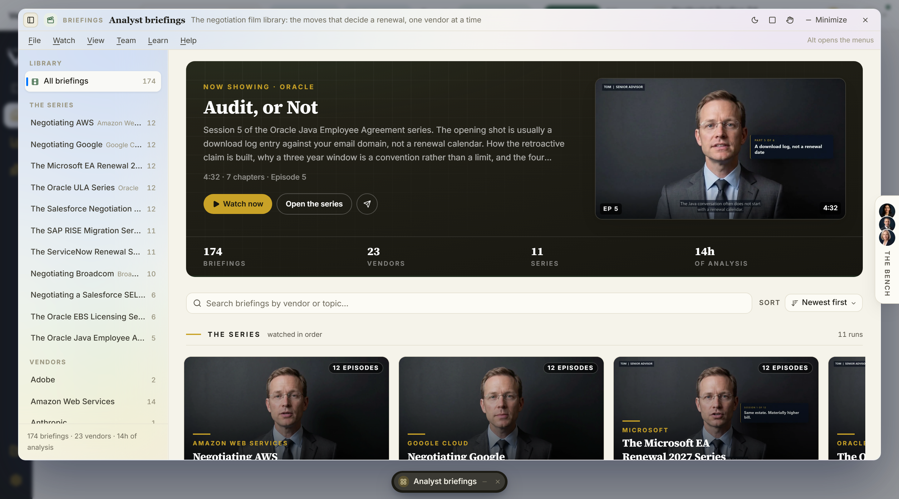 The analyst briefings library