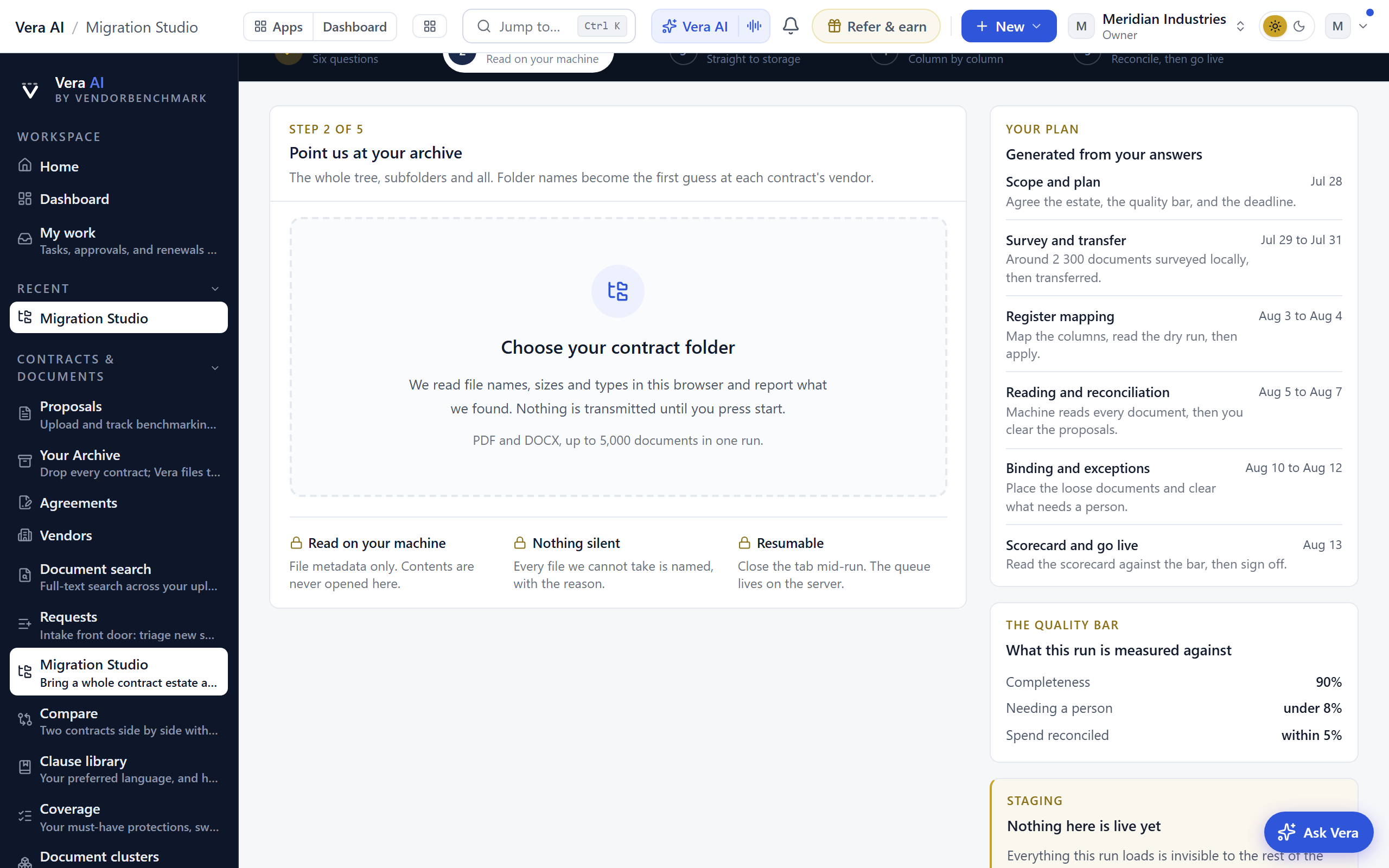 The generated plan and quality bar