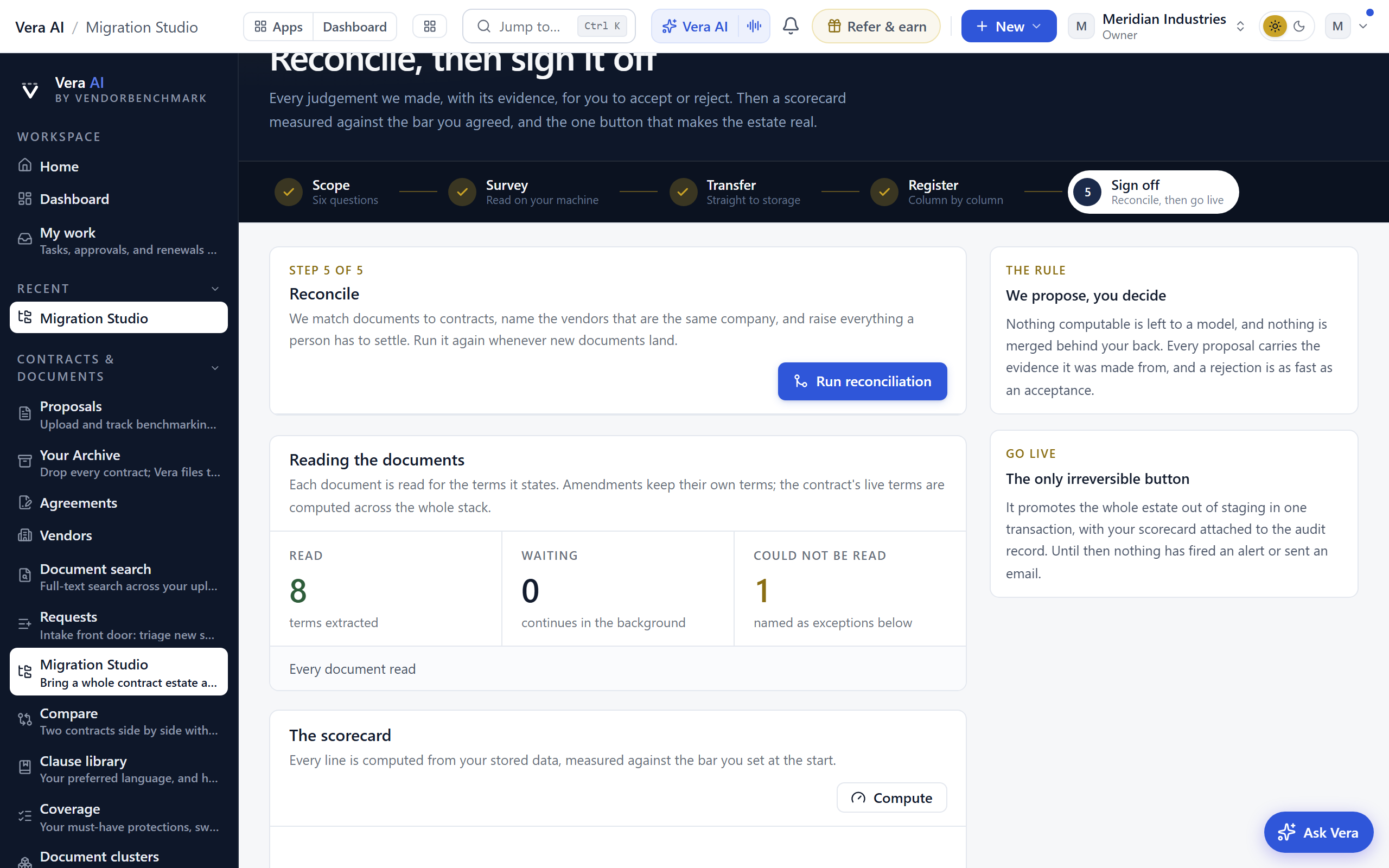 Reading the documents, live counters