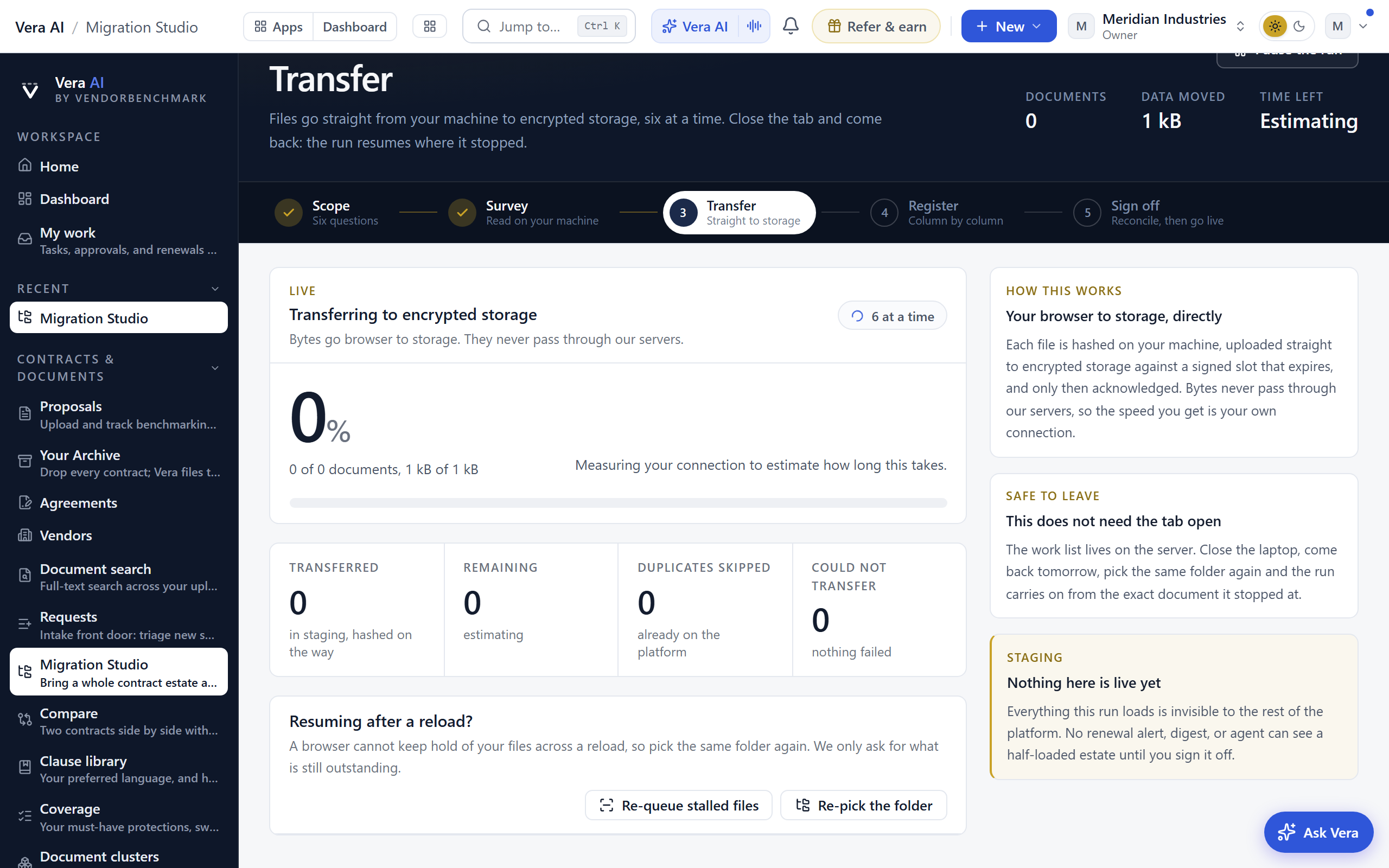 The transfer console