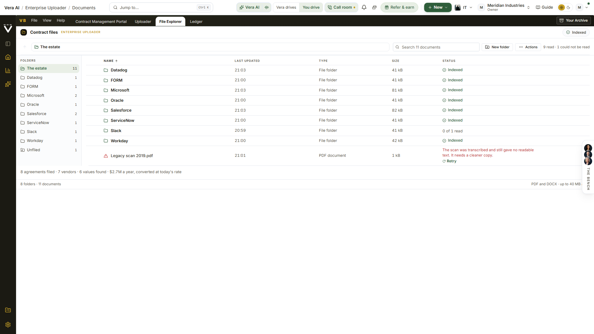The folders at the estate root: one folder per canonical vendor