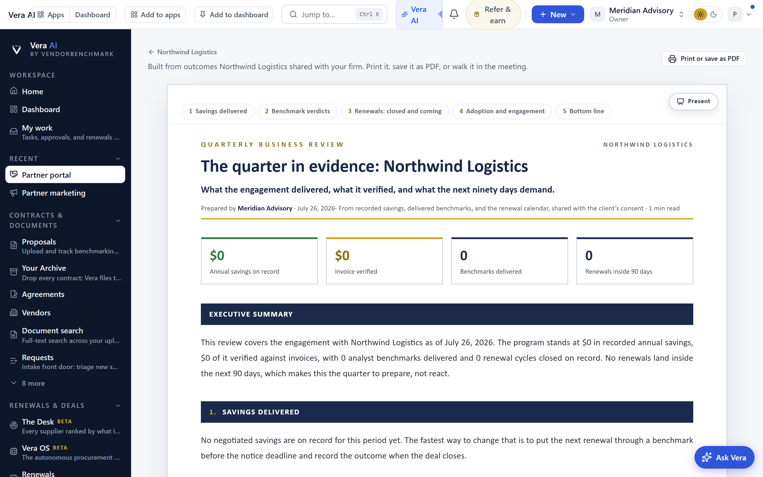 Quarterly business review screenshot