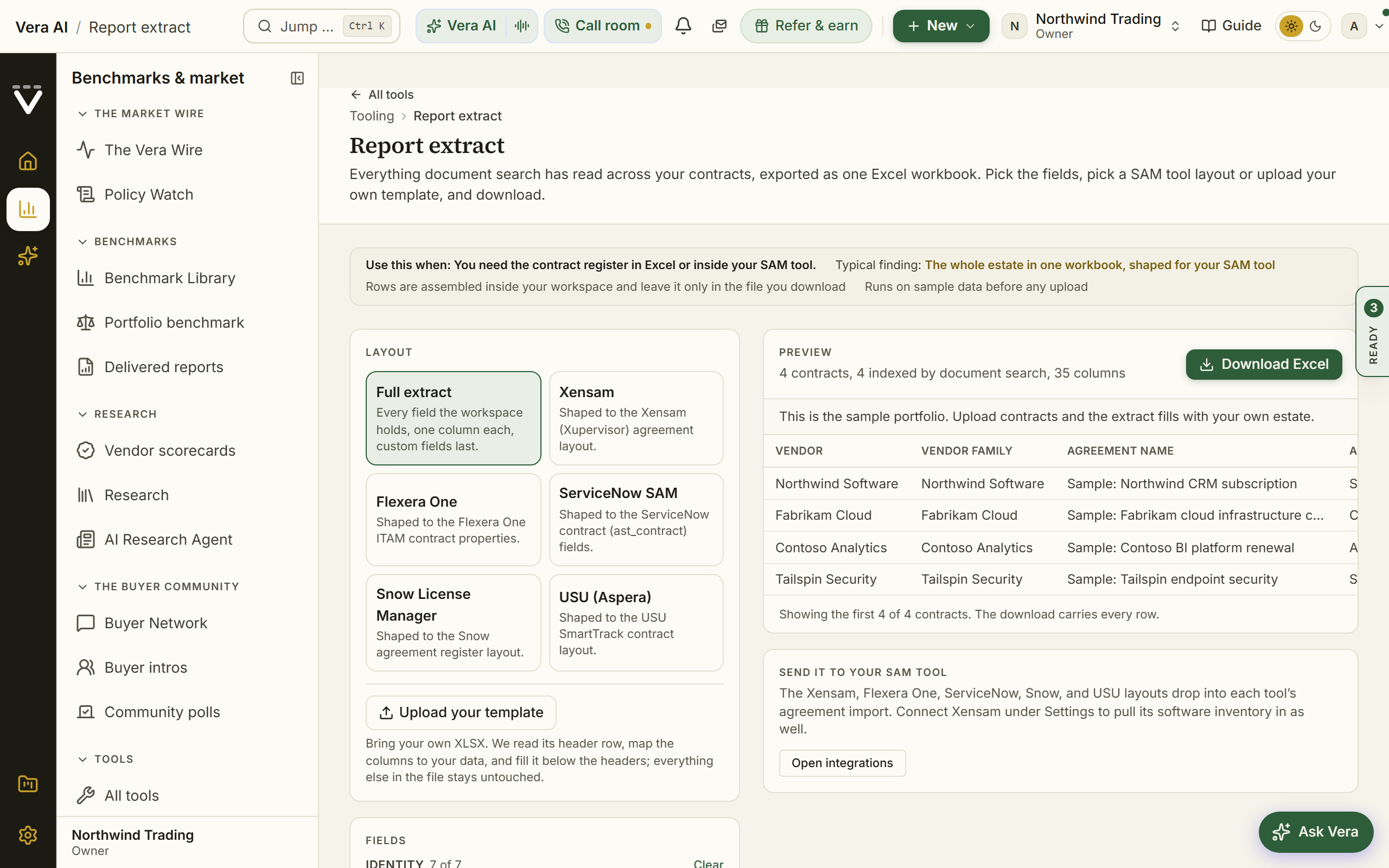Report extract screen