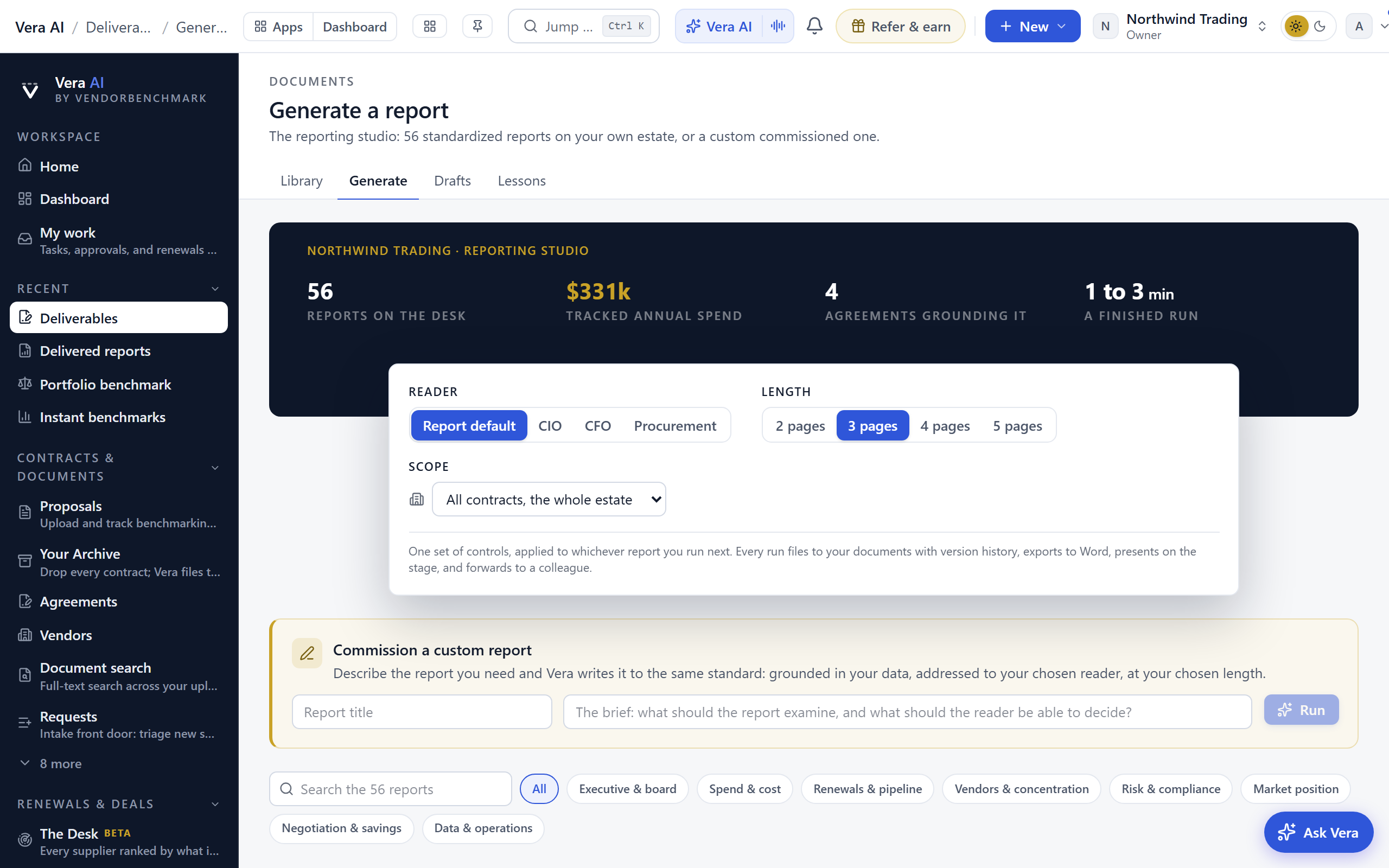 Reporting studio screenshot