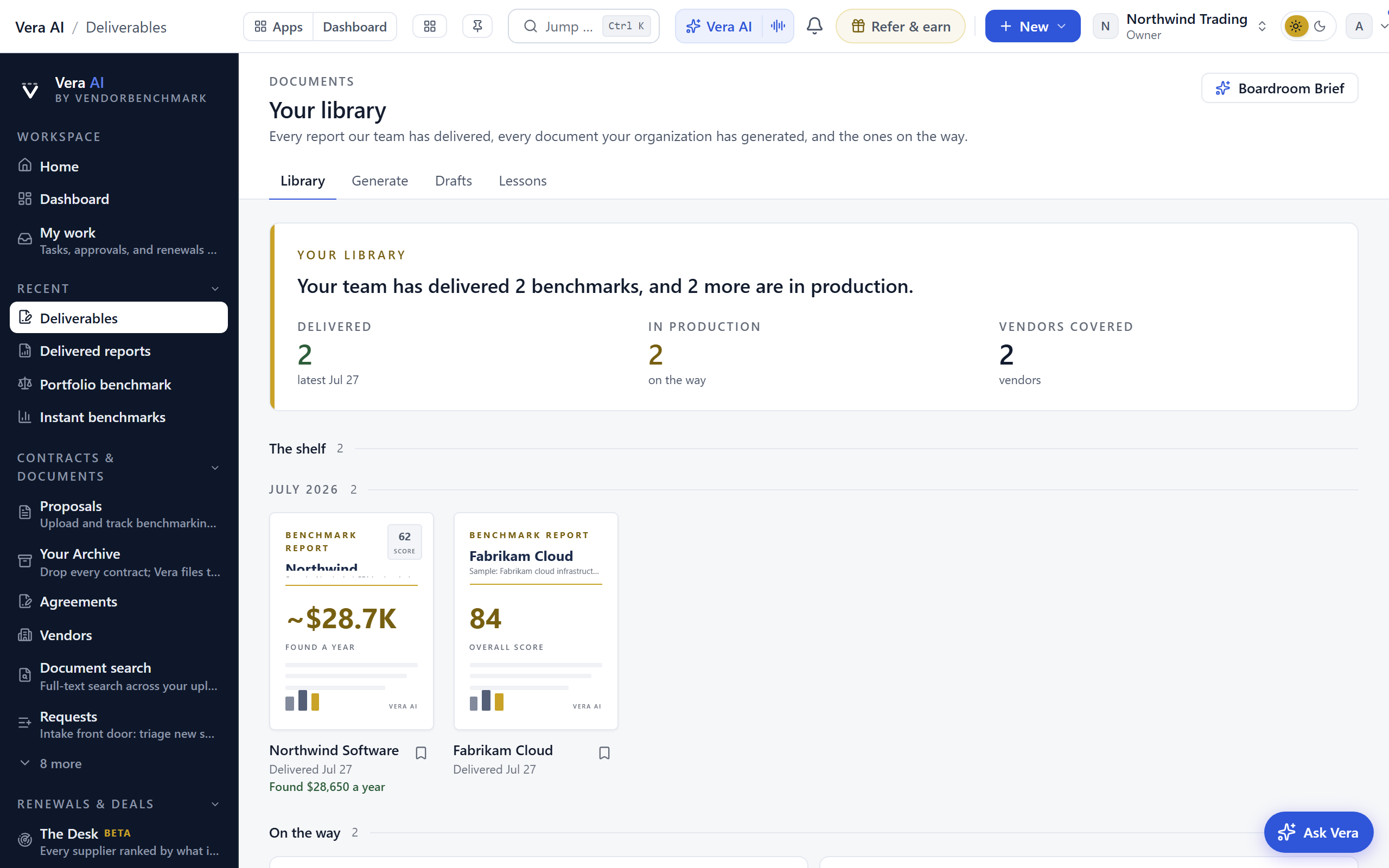 Delivered reports screenshot