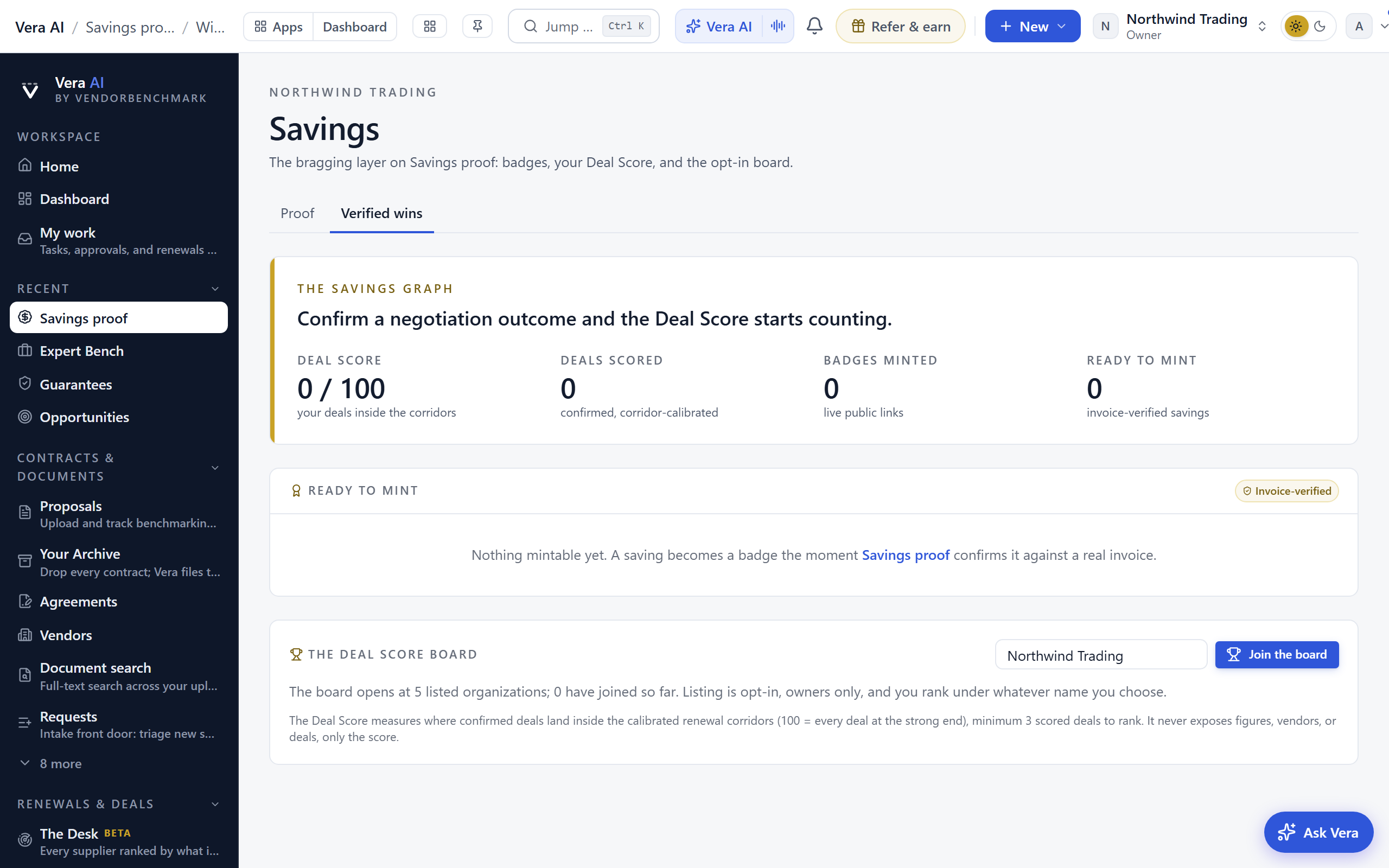 Verified wins screenshot