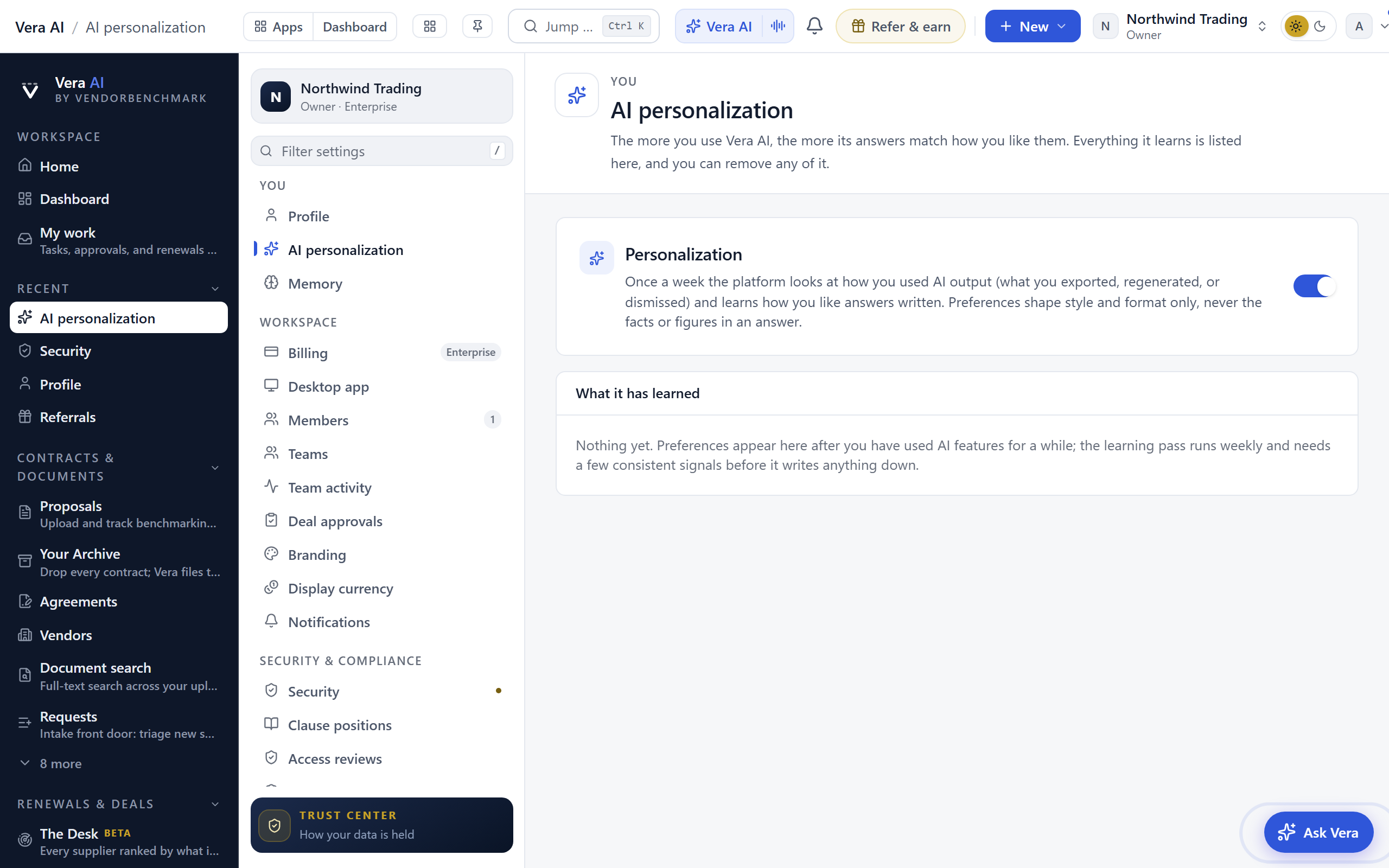 AI personalization screenshot