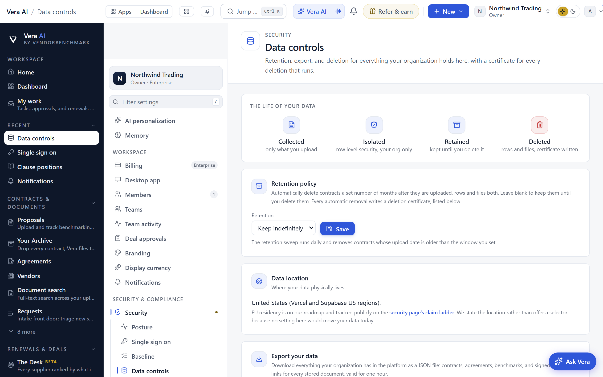 Data controls screenshot
