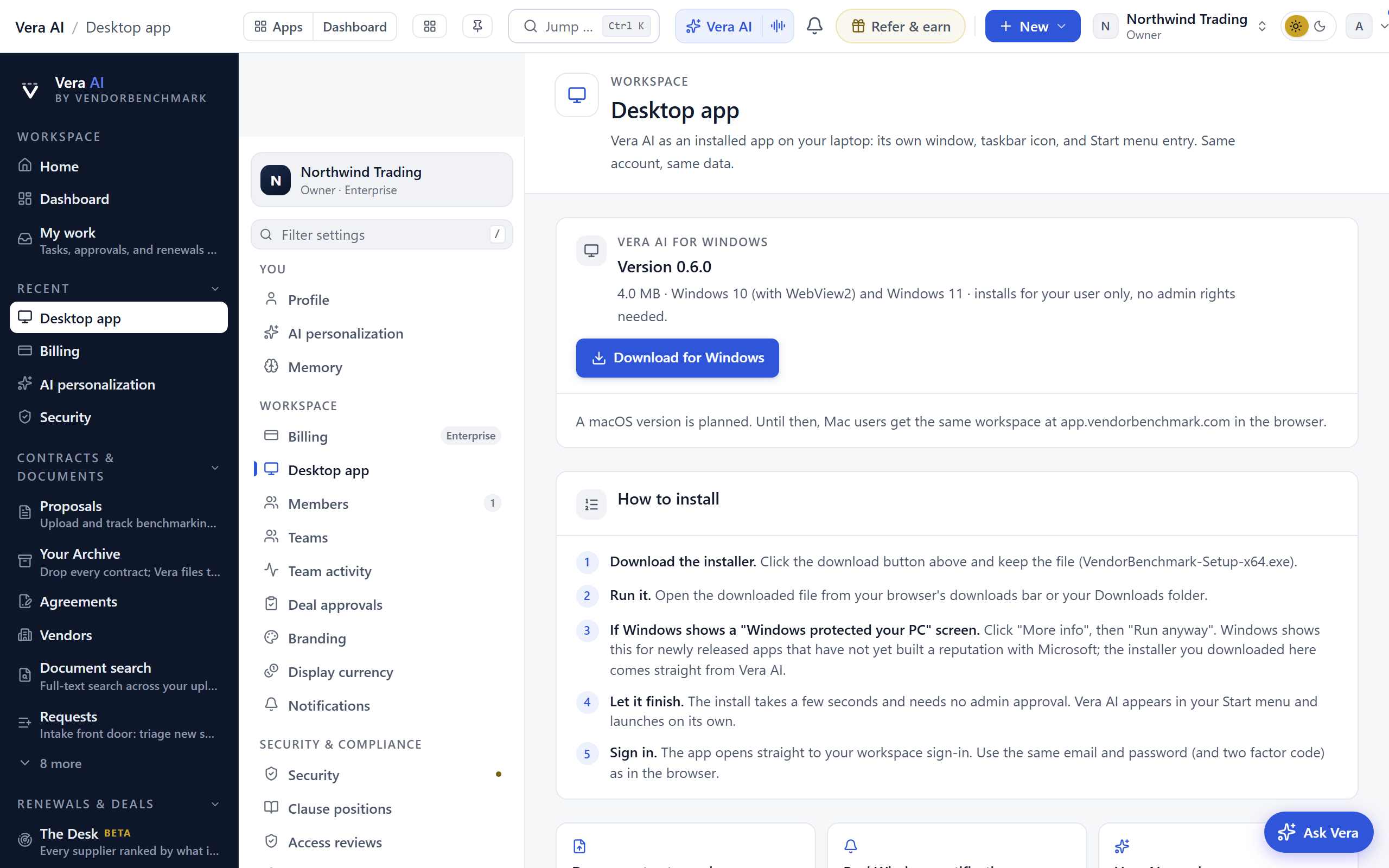 Desktop app screenshot