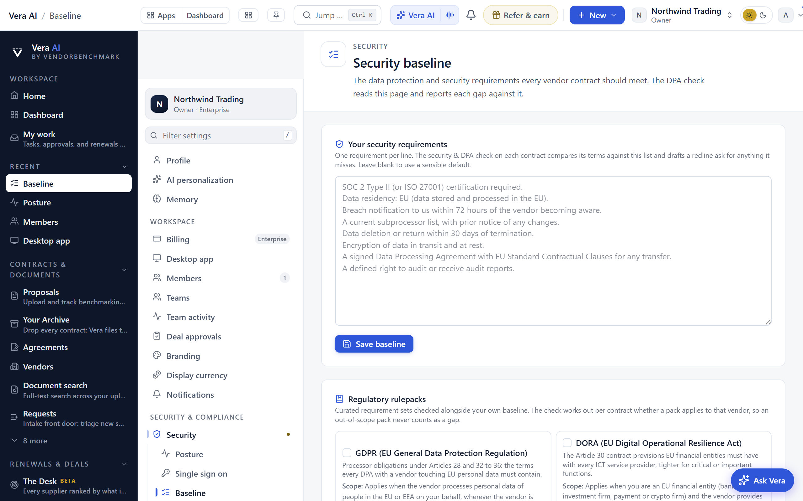 Security baseline screenshot