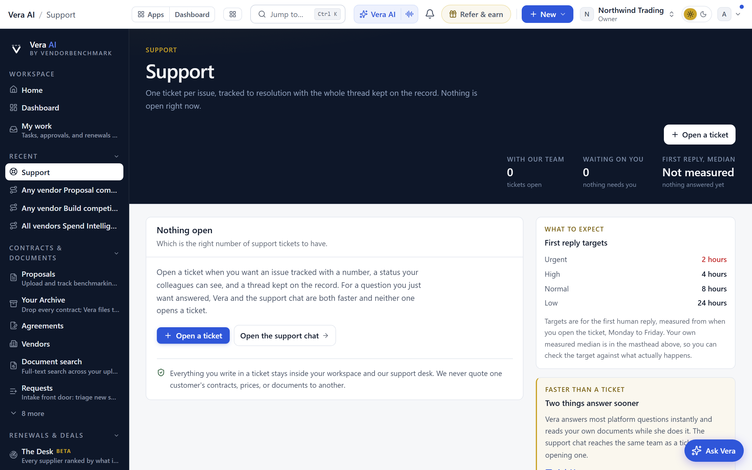 Support screenshot