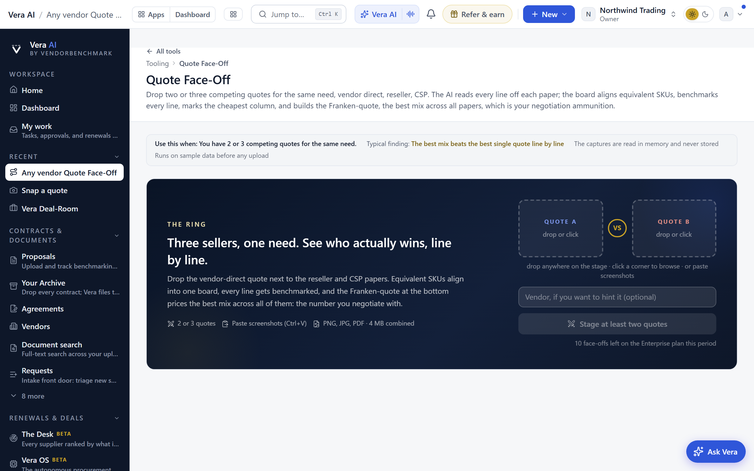 Quote Face-Off aligning competing quotes