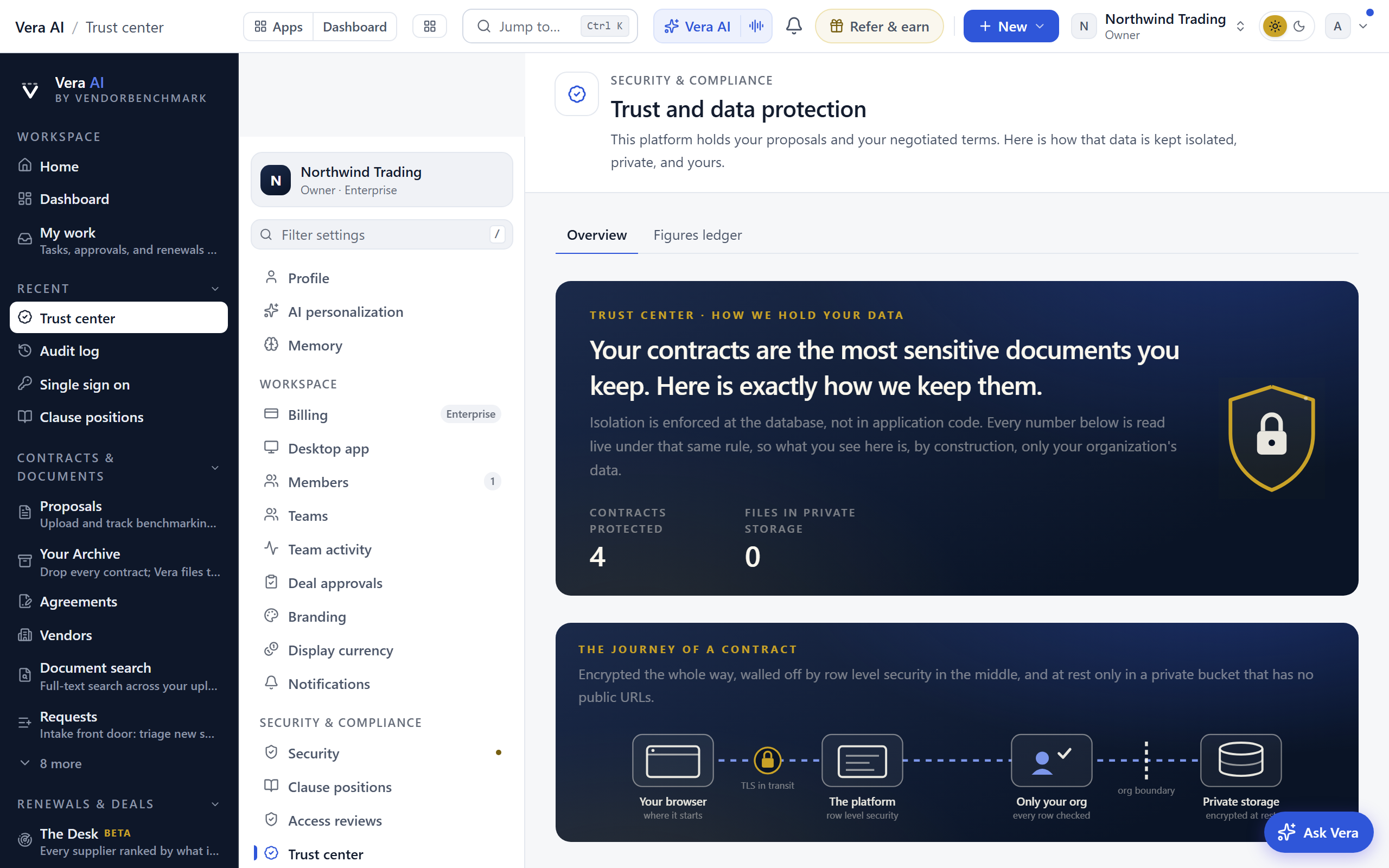 Trust center screenshot