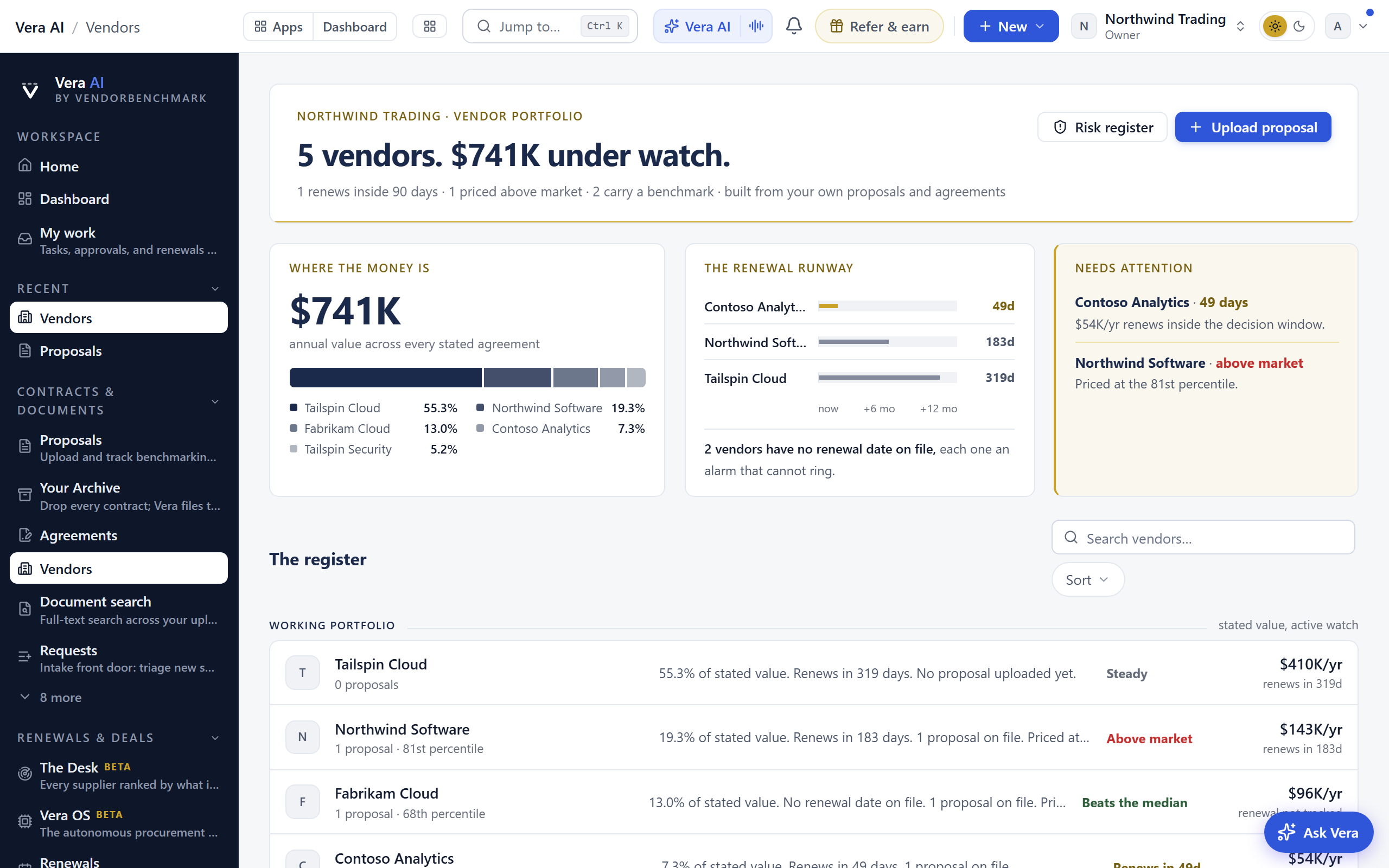 Vendors screenshot